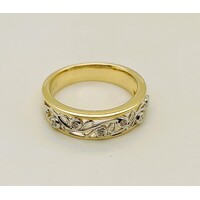 9 Carat Yellow and White Gold Diamond Set Dress Ring AUS Size N