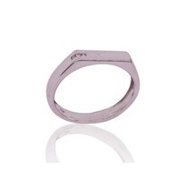 9 Carat White Gold Diamond Set Signet Ring AUS Size V½