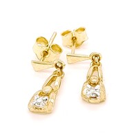9 Carat Yellow Gold and Diamond Set Drop Earrings
