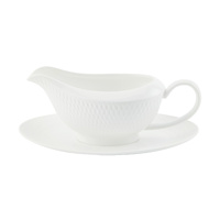 Maxwell & Williams White Basics Diamonds 480ml Gravy Boat & Saucer