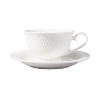 Maxwell & Williams White Basics Dimaonds 200ml Footed Cup & Saucer