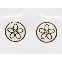 Sterling Silver White Enamel Daisy Stud Earrings