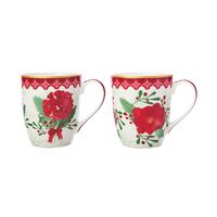 Mistletoe Set of 2 Porcelain 350ml Coupe Mugs