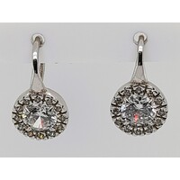 Sterling Silver Cubic Zirconia Cluster Drop Earrings - CLEARANCE