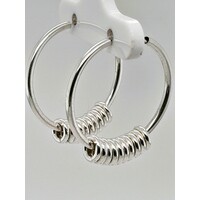 Sterling Silver Charmed Hoop Earrings CLEARANCE