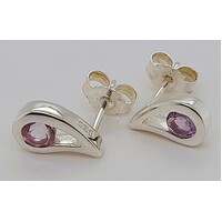 Sterling Silver Teardrop Shaped Amethyst Stud Earrings