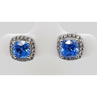 Sterling Silver Sky Blue Cubic Zirconia Earrings