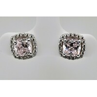 Sterling Silver Light Pink Cubic Zirconia Stud Earrings