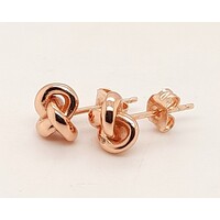 Sterling Silver and Rose Gold Plated Knot Stud Earrings