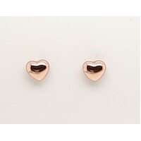 Rose Gold Plated Sterling Silver Heart Stud Earrings