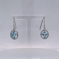 Sterling Silver Blue Topaz Drop Earrings