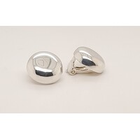 Sterling Silver 14mm Cushioned Dome Clip-on Earrings