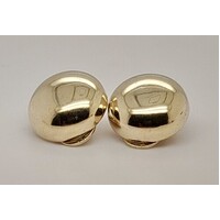 Sterling Silver Yellow Gold Plate 14mm Cushioned Dome Clip-on Earrings