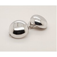 Sterling Silver 16mm Cushioned Dome Clip-on Earrings
