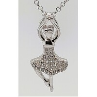 Sterling Silver Cubic Zirconia Set Ballerina Pendant
