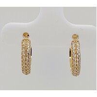 9 Carat Yellow Gold Cubic Zirconia Set Huggies
