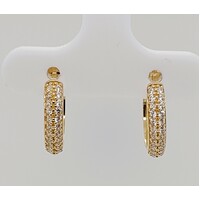 9 Carat Yellow Gold Cubic Zirconia Huggie Earrings