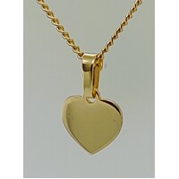 9 Carat Yellow Gold Heart Engraving Shape Pendant