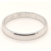 9 Carat White Gold Half Round Bevelled Wedding Ring AUS Size O