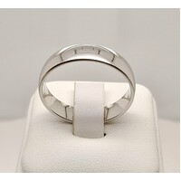 9 Carat White Gold Half Round Bevelled Wedding Ring AUS Size U