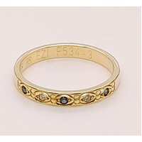9 Carat Yellow Gold Sapphire & Diamond Ring AUS Size P1/2