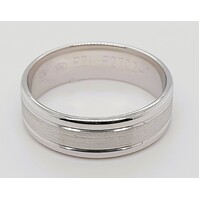 Sterling Silver 7mm Wide Satin & Polished Finish Ring AUS Size W