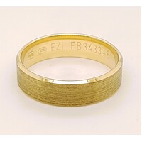9 Carat Yellow Gold Satin Finished Bevelled Edge Ring AUS Size W½