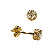 9 Carat Yellow Gold Cubic Zirconia Round Filigree Stud Earrings