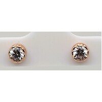 9 Carat Rose Gold Filigree Cubic Zirconia Brilliant Cut Stud Earrings