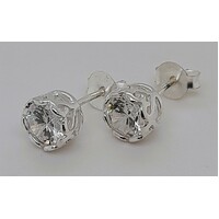 Sterling Silver Cubic Zirconia Set Filigree Stud Earrings
