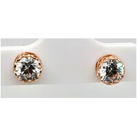 9 Carat Rose Gold Filigree Set Cubic Zirconia Stud Earrings