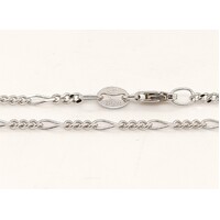 9 Carat White Gold 50cm Diamond Cut Figaro Chain