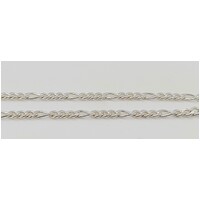 2.5mm Wide Sterling Silver Figaro Diamond Cut 3 on 1 Link 45cm Long Chain with Parrot Clasp
