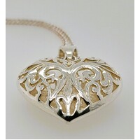 Sterling Silver Filigree Open Heart Pendant