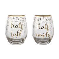Celebrations Half Full/Half Empty Set of 2 Stemless 500ml Glasses