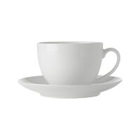 White Basics 280ml Porcelain Coupe Cup & Saucer