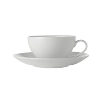 White Basics 250ml Porcelain Coupe Cup & Saucer