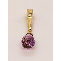 9 Carat Yellow Gold Amethyst and Diamond Drop Pendant