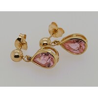 Pink Cubic Zirconia Drop Stud Earrings