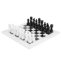 30cm White and Black Marble Chess Set