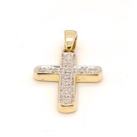 9 Carat Two Tone Yellow & White Gold Cross Pendant