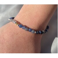 Born From The Earth Collection Round Dumortierite, Sodalite, Blue Quartz & Labradorite Bracelet