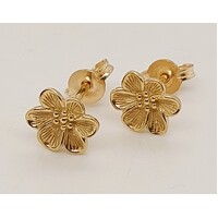 9 Carat Yellow Gold Flower Stud Earrings