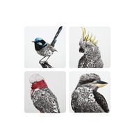 Marini Ferlazzo Birds of Australia Set of 4 Assorted Cork Backed 10.5cm Coasters