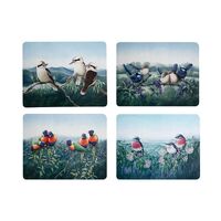 Katherine Castle 10 Year Anniversary Birds of Australia Set of 4 Assorted Cork Backed 34 x 26.5cm Placemats