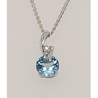 9 Carat White Gold Blue Topaz and Diamond Pendant