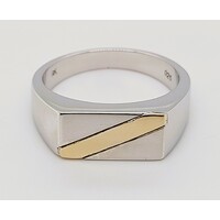 Sterling Silver and 9 Carat Yellow Gold Signet Ring AUS Size W