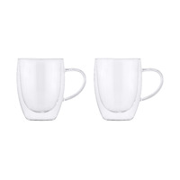 Maxwell & Williams Blend Set of 2 Double Wall 350ml Glass Mugs