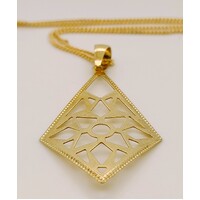 Sterling Silver Yellow Gold Plated Cutout Diamond Shaped Pendant - CLEARANCE