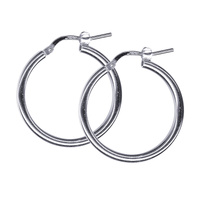 Sterling Silver Italian Plain Hoop Earrings